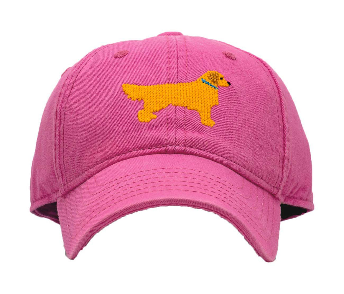 Kid's Needlepoint Hat - Pink Retriever Hats Harding Lane 