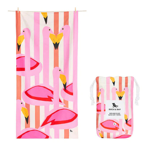 Kid's Prints Quick Dry Towel - Large Beach Towels Dock and Bay Flamboyant Flamingos 