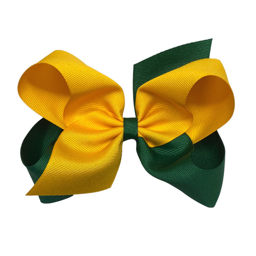 King Colorblock Grosgrain Hair Bow Hair Bows WeeOnes Green and Gold 