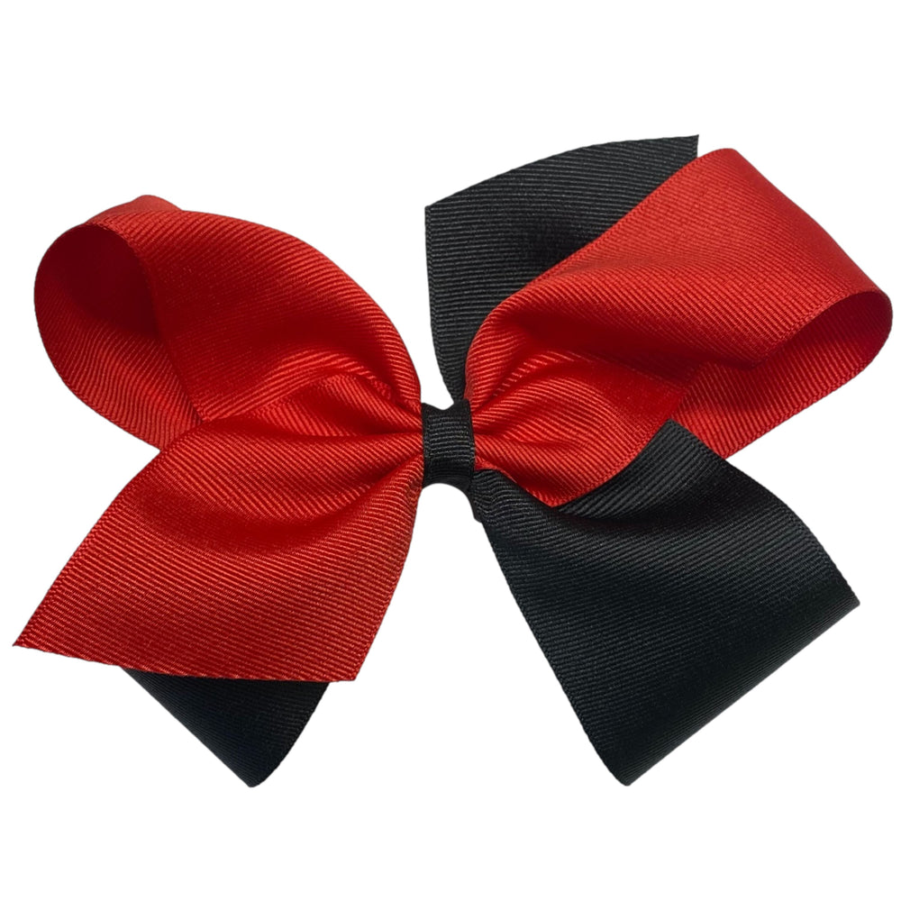 King Colorblock Grosgrain Hair Bow Hair Bows WeeOnes Red and Black 