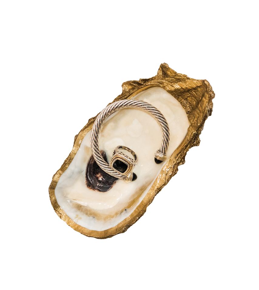 Large Gold Oyster Dish Oysters Grit and Grace