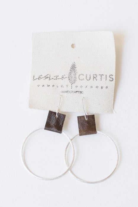 Laura Leather Hoop Earrings Earrings Leslie Curtis Jewelry Chocolate 