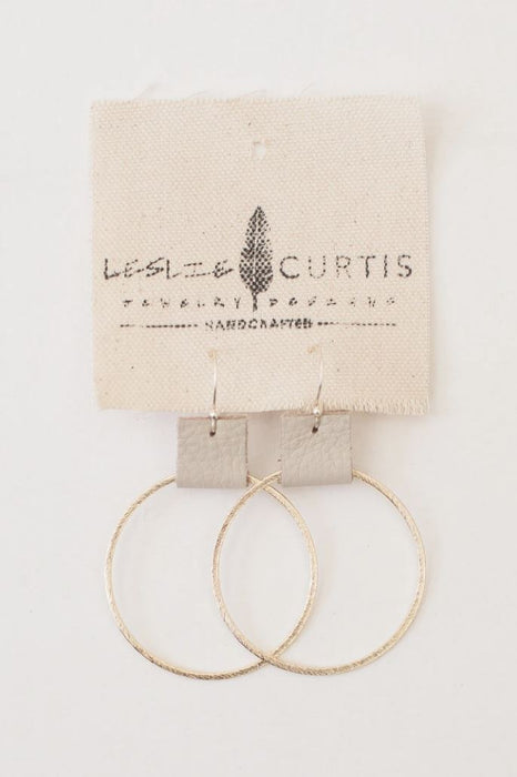 Laura Leather Hoop Earrings Earrings Leslie Curtis Jewelry Sand 