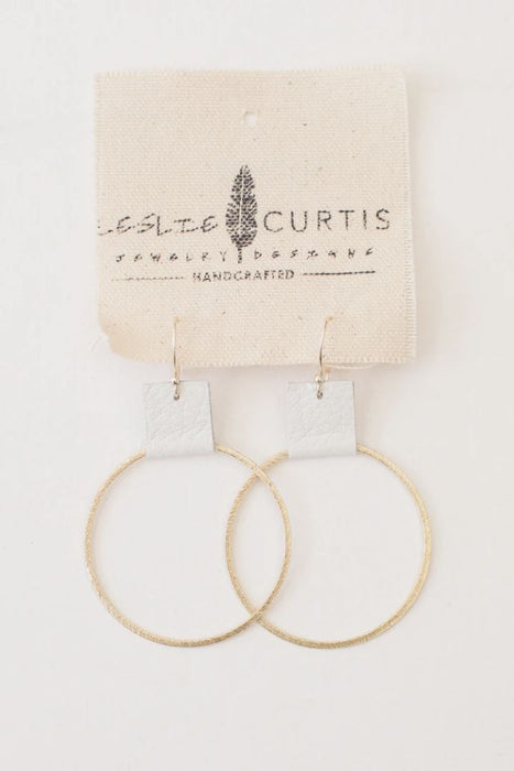 Laura Leather Hoop Earrings Earrings Leslie Curtis Jewelry White 