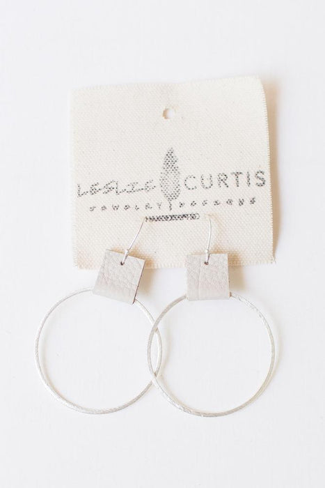 Laura Leather Hoop Earrings Earrings Leslie Curtis Jewelry White/Silver 