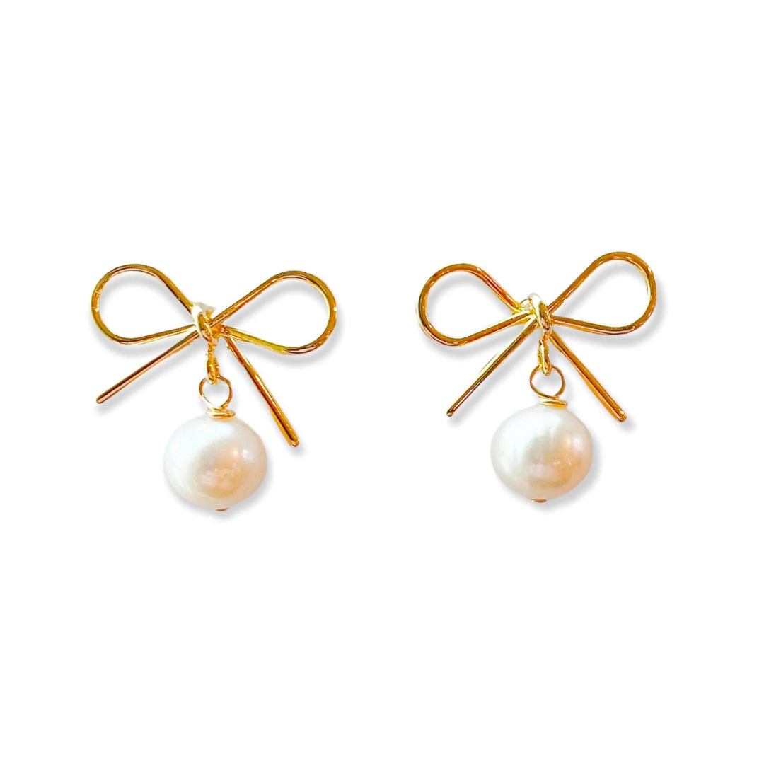 Little Bow Earrings Gold & Pearl Earrings M Donohue 