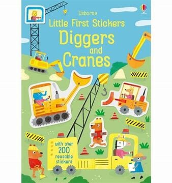 Little First Stickers Diggers and Cranes Book Usborne 