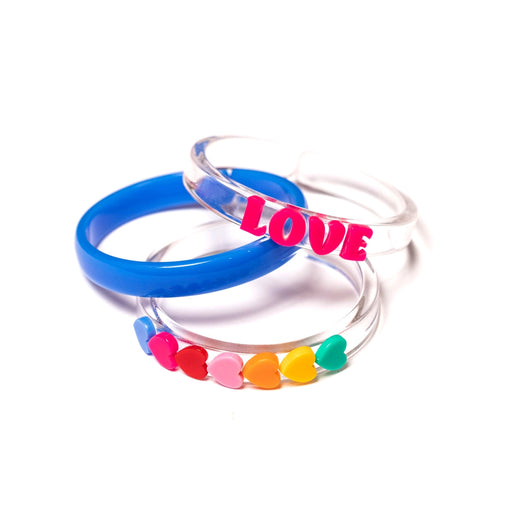Love & Hearts Rainbow Blue Bangles Bracelet Lillies and Roses 