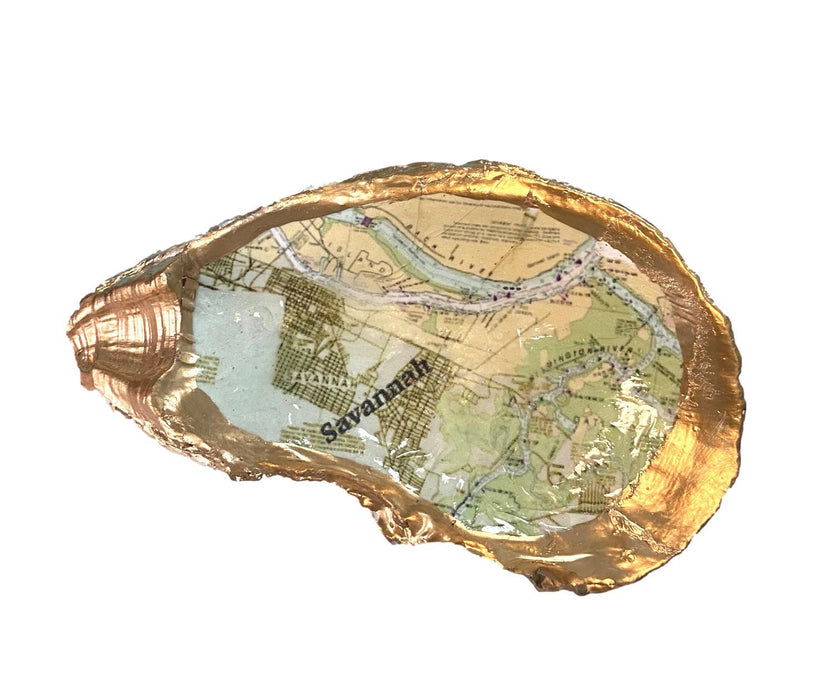 Low Country Oyster Shell Ring Dish Oyster Dish Low Country Linens Savannah Map 
