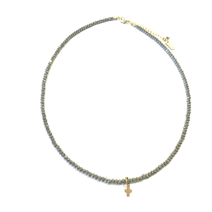 Luxe Cross Necklace Necklace Erin Gray Gray 