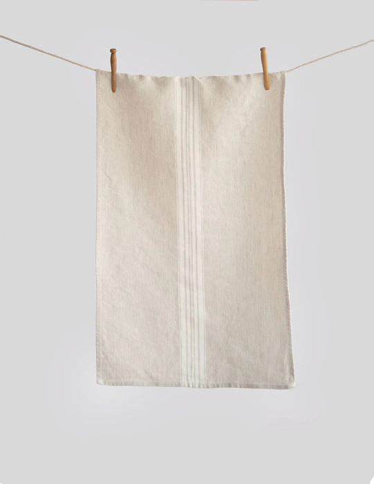 Maison Tea Towels Tea Towels Linen Way Beige with White Stripes 