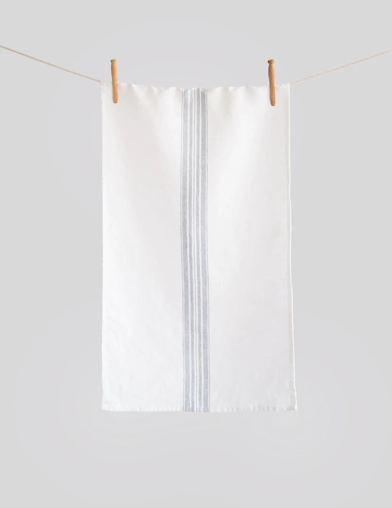 Maison Tea Towels Tea Towels Linen Way White with Charcoal Stripes 