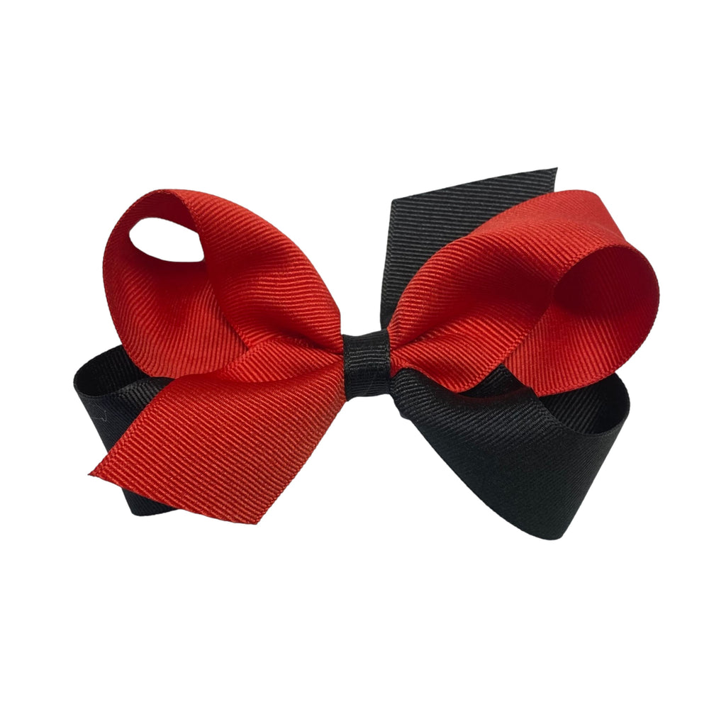 Medium Colorblock Grosgrain Hair Bow Hair Bows WeeOnes Red and Black 