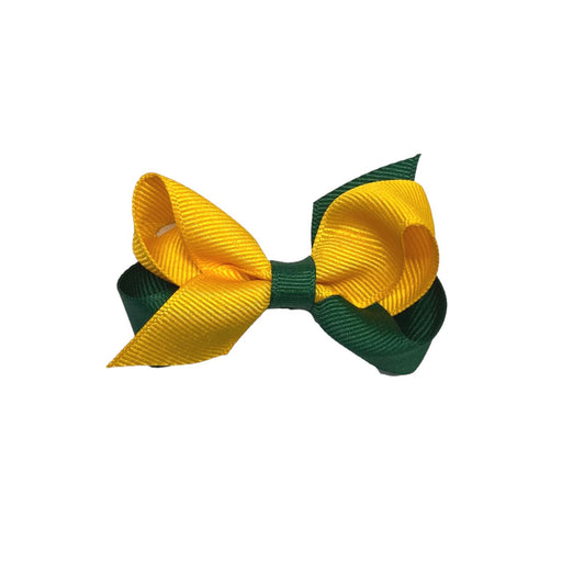 Mini Colorblock Hair Bow Hair Bows WeeOnes Green and Gold 
