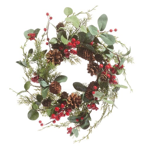 Mixed Eucalyptus and Pine Mini Wreath ornament RAZ 
