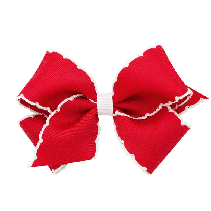 Moonstitch Bow - Small Hair Bows WeeOnes Red with White 
