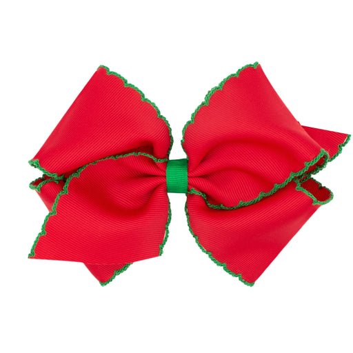 Moonstitch Holiday Hair Bow - Mini King Hair Bows WeeOnes Red with Green 