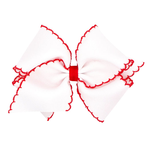 Moonstitch Holiday Hair Bow - Mini King Hair Bows WeeOnes White with Red 