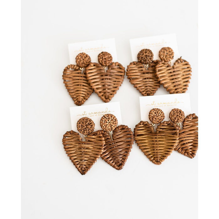 Natural Rattan Hearts Earrings St. Armands Designs 