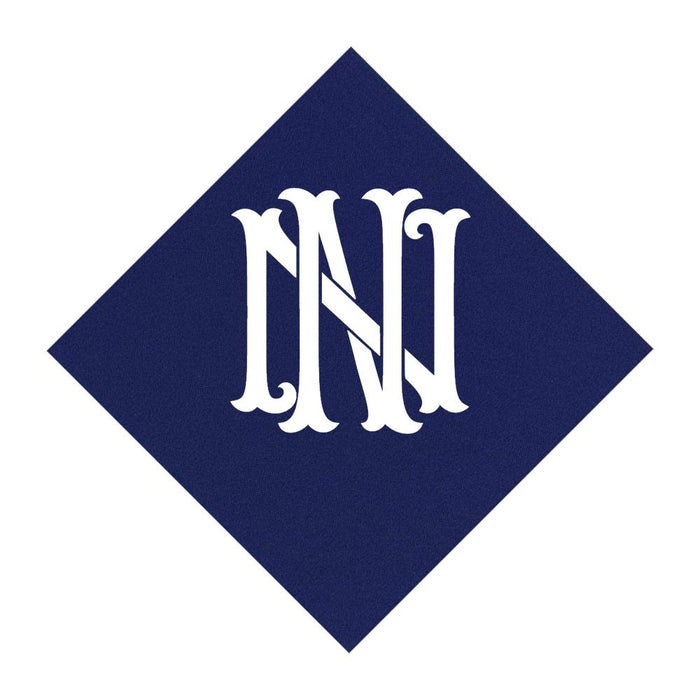 Navy Cocktail Napkins- Single Initial Paper Napkins Print Appeal N 