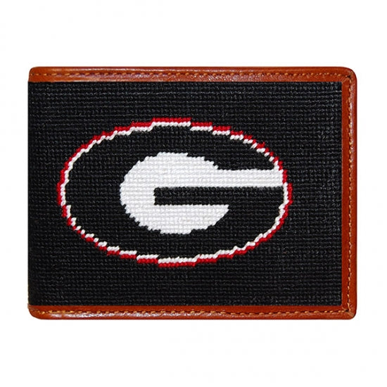 Needlepoint Bi-Fold Wallet Wallets Smathers and Branson Georgia - Black 