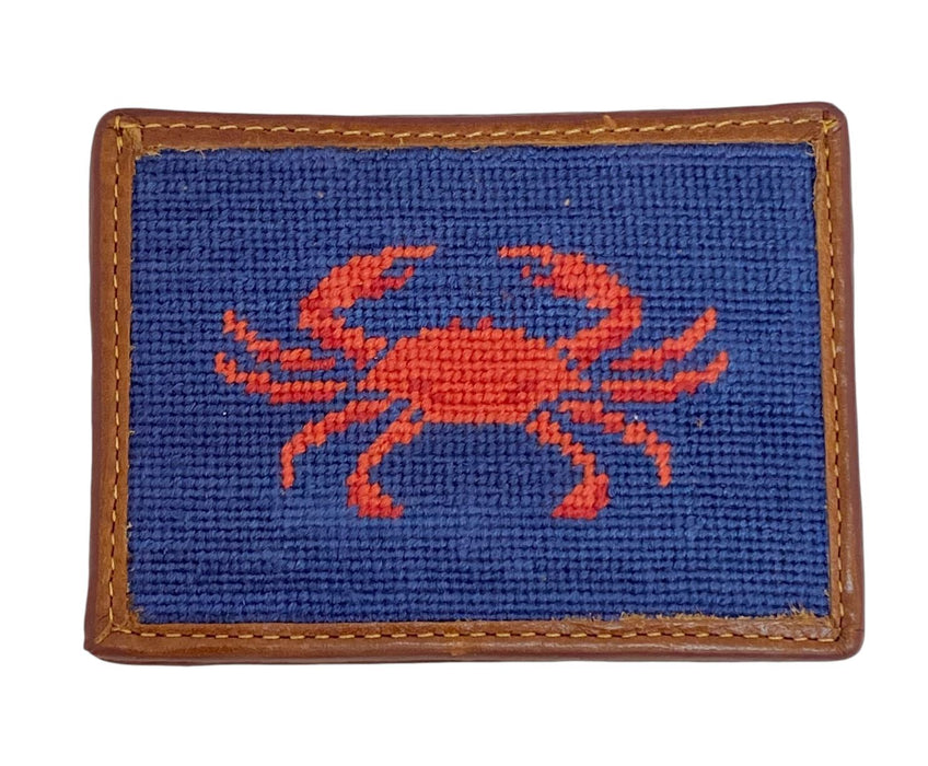 Needlepoint Credit Card Wallet Wallets Smathers and Branson Red Crab 