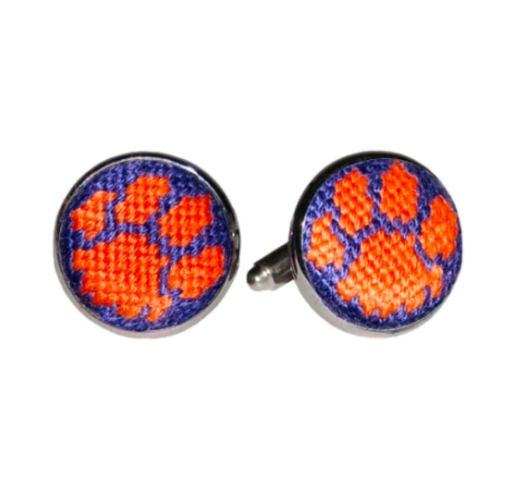 Needlepoint Cuff Links Cuff Links Smathers and Branson Clemson 