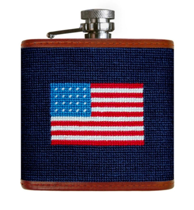 Needlepoint Flask Flask Smathers and Branson American Flag 
