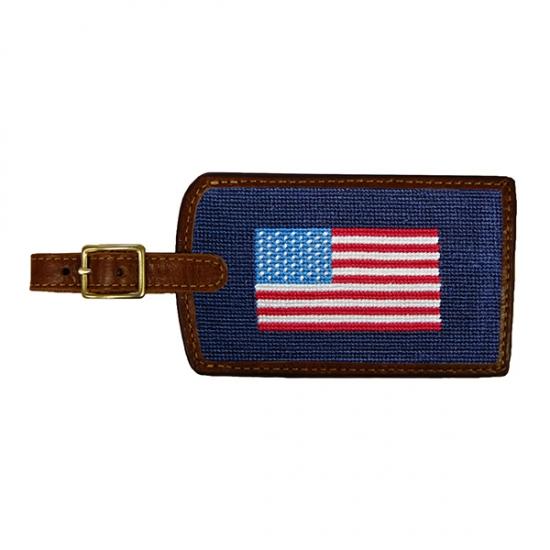 Needlepoint Luggage Tag Luggage Tags Smathers and Branson American Flag 