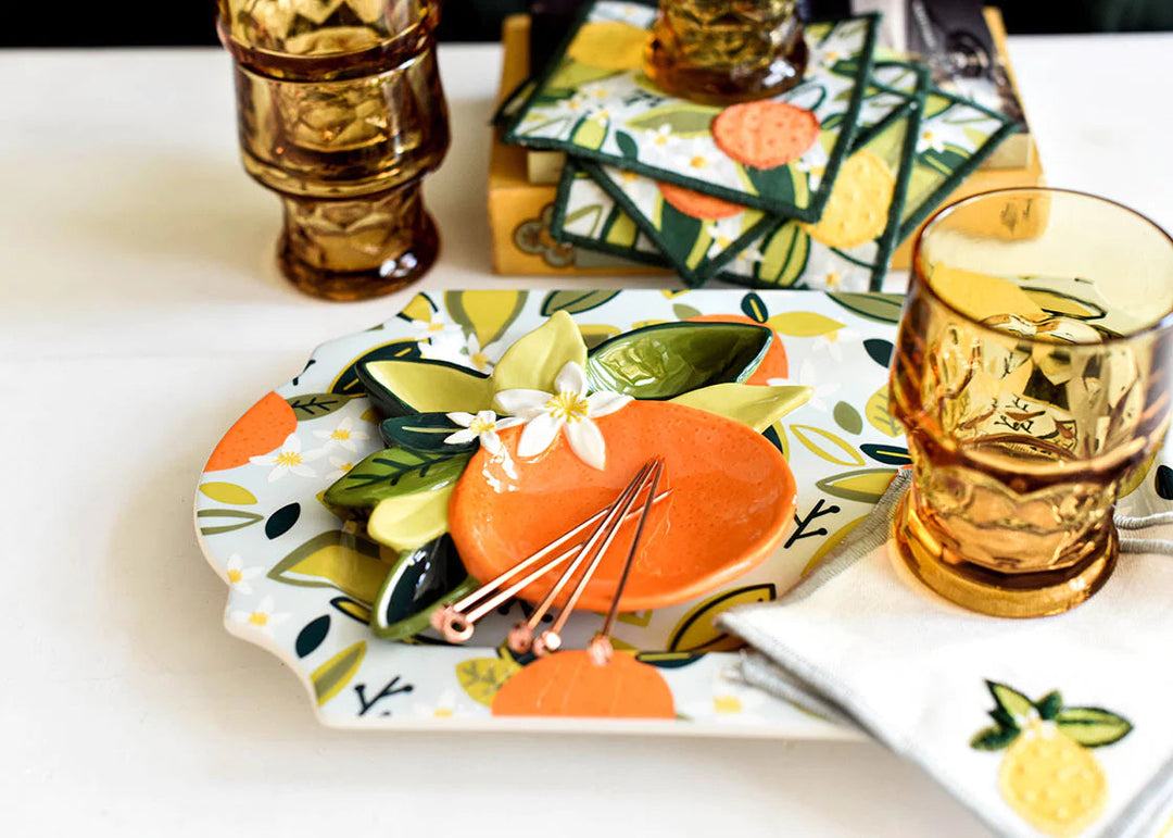 Orange Tray Serving Piece Coton Colors 