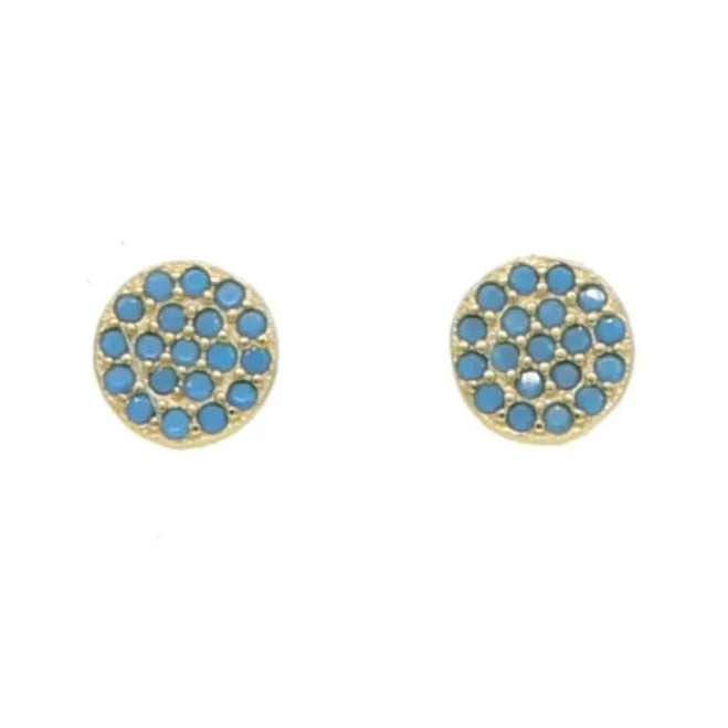 Pave Turquoise Round Stud Earrings Accessories Concierge 