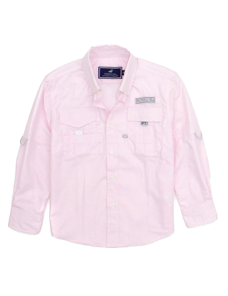 Performance Fishing Shirt - Light Pink Girl Shirt Properly Tied 