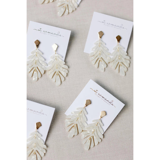 Petite Palm Drop Earrings - White Earrings St. Armands Designs 