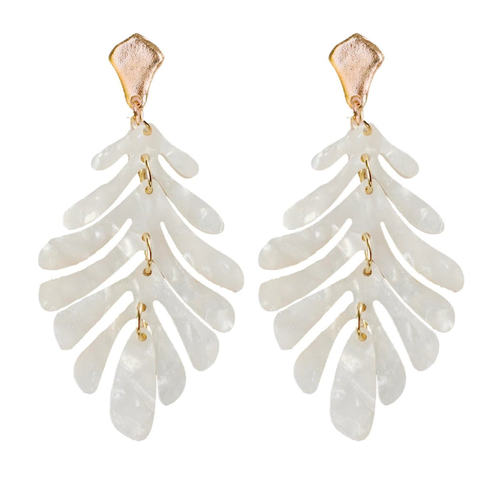 Petite Palm Drop Earrings - White Earrings St. Armands Designs 