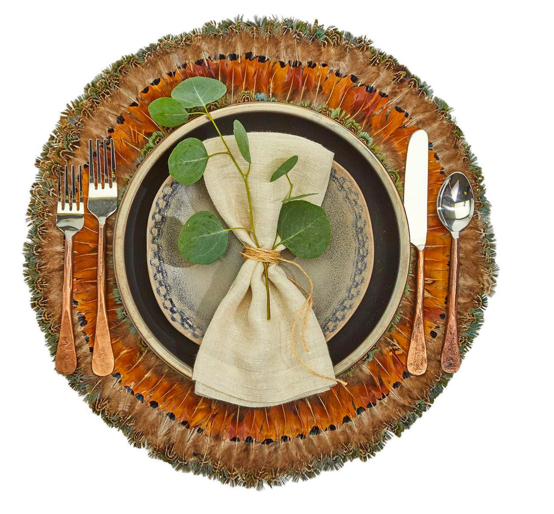 Pheasant Feather Placemats Placemat Two's Company 