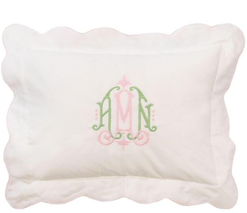 Piped Scalloped Trim Baby Pillow Pillows Duc Star Pink Trim 