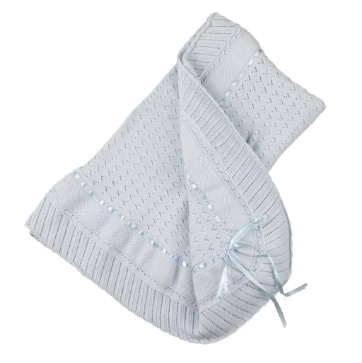 Pointelle Knit Ruffle Blanket Baby Blanket Feltman Brothers Blue 