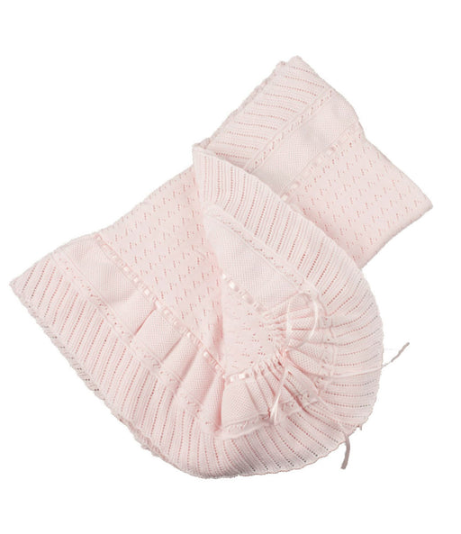 Pointelle Knit Ruffle Blanket Baby Blanket Feltman Brothers Pink 