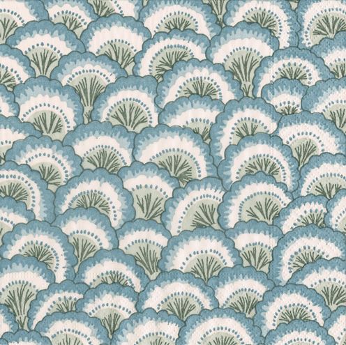 Pontchartrain Scallop Blue Cocktail Napkin Paper Napkins Caspari 