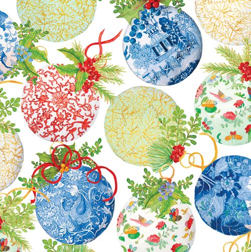 Porcelain Ornaments Roll Wrap Wrapping Paper Caspari 