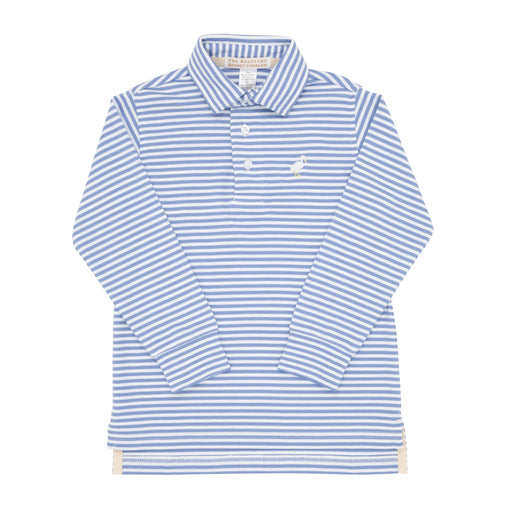 Prim and Proper Polo LS - Park City Periwinkle Stripe Boy Shirt Beaufort Bonnet 