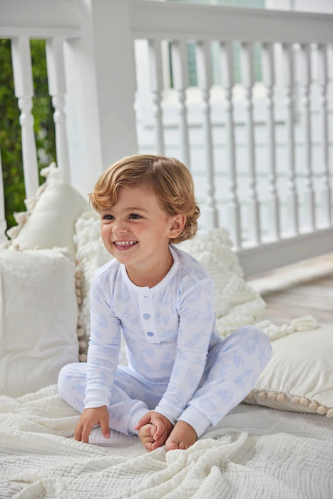 Printed Bunny Pajamas Pant Set - Blue Boy Pajamas Little English 