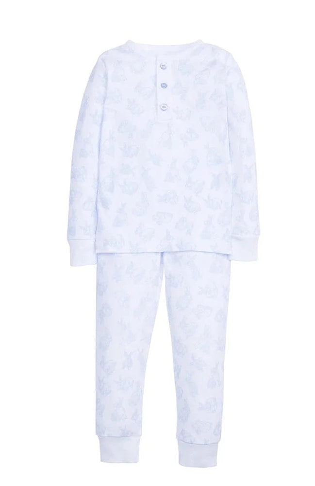 Printed Bunny Pajamas Pant Set - Blue Boy Pajamas Little English 