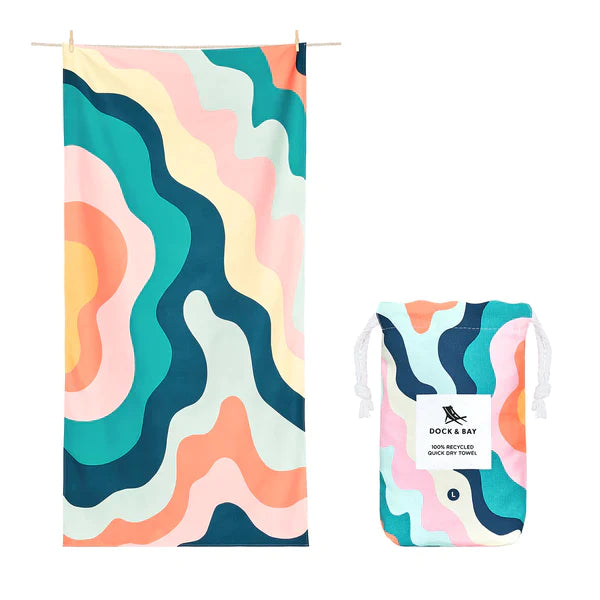 Prints Quick Dry Towel - Extra Large Beach Towels Dock and Bay Get Wavy 