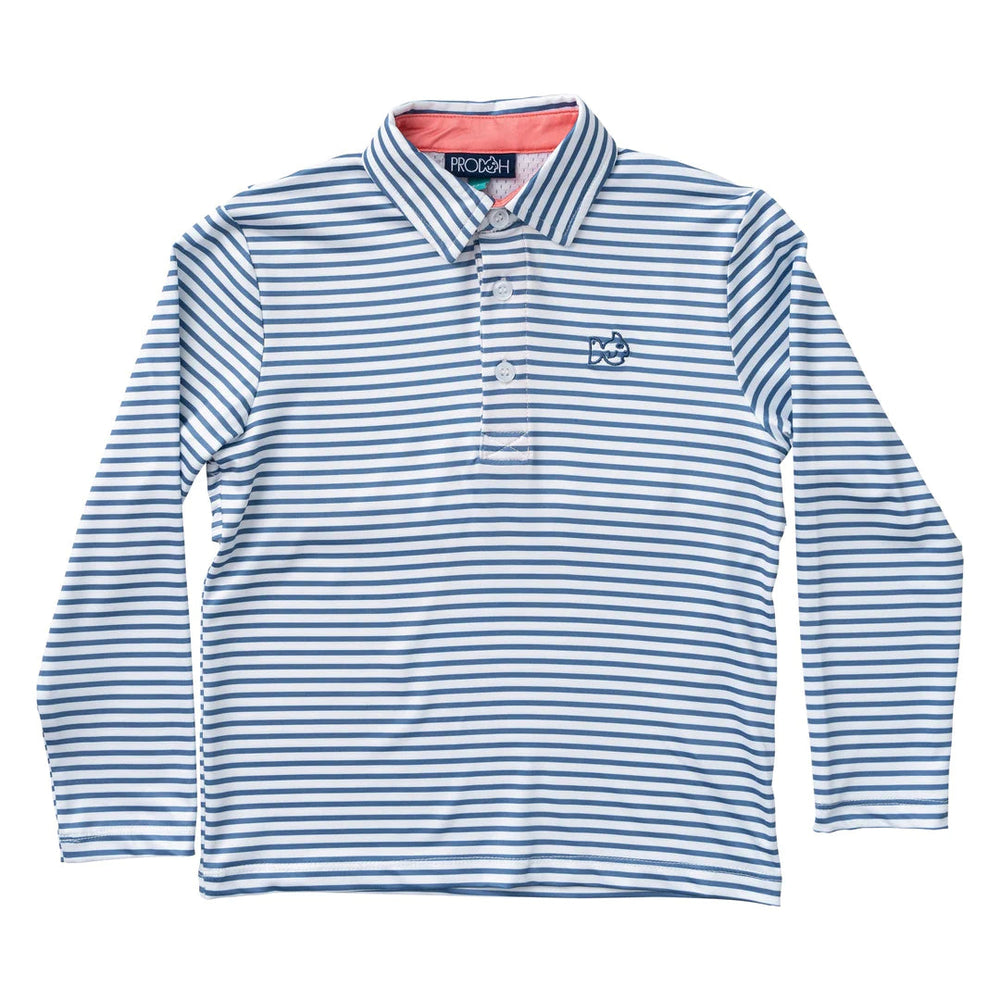 Pro Performance Long Sleeve Polo -Moonlight Blue Stripes Boy Shirt Prodoh 