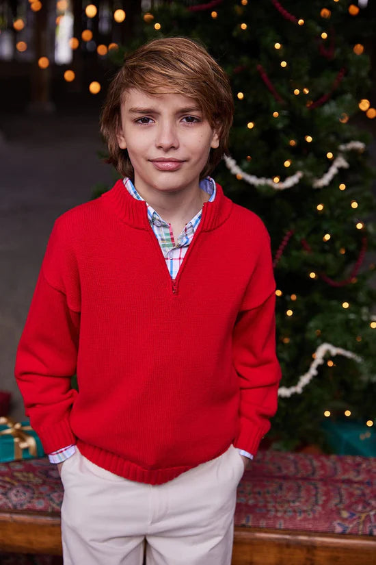 Quarter Zip Sweater - Red Boy Sweater Little English 