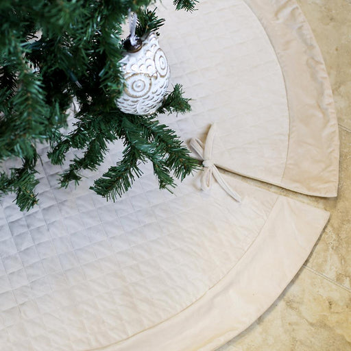 Quilted Tree Skirt in Cream Christmas Tree Skirts The Royal Standard 