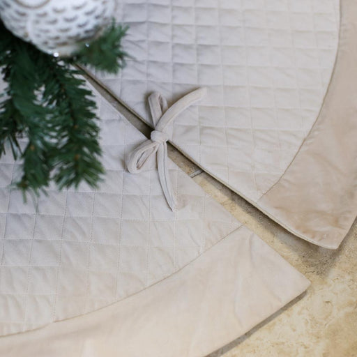 Quilted Tree Skirt in Cream Christmas Tree Skirts The Royal Standard 