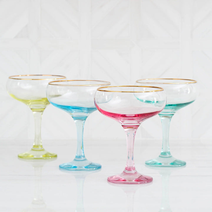 Rainbow Assorted Coupe Champagne Glasses - Set of 4 Wine Glasses Vietri 