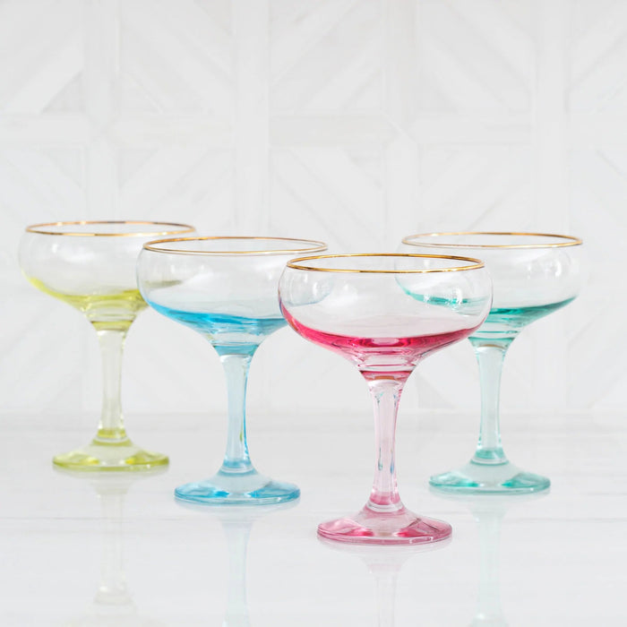 Rainbow Assorted Coupe Champagne Glasses - Set of 4 — The Horseshoe Crab